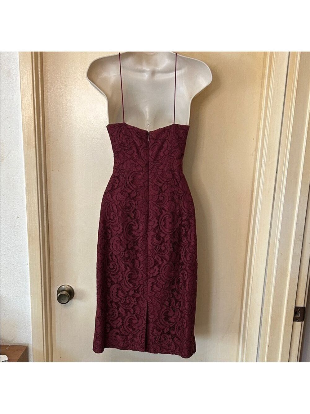 J. Crew Burgundy Lace Halter Midi Dress size 0 - Picture 6 of 12